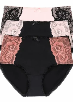 bonprix Höschen|Wäsche·Höschen^Maxislip Microfaser (3er Pack) schwarz + rosa