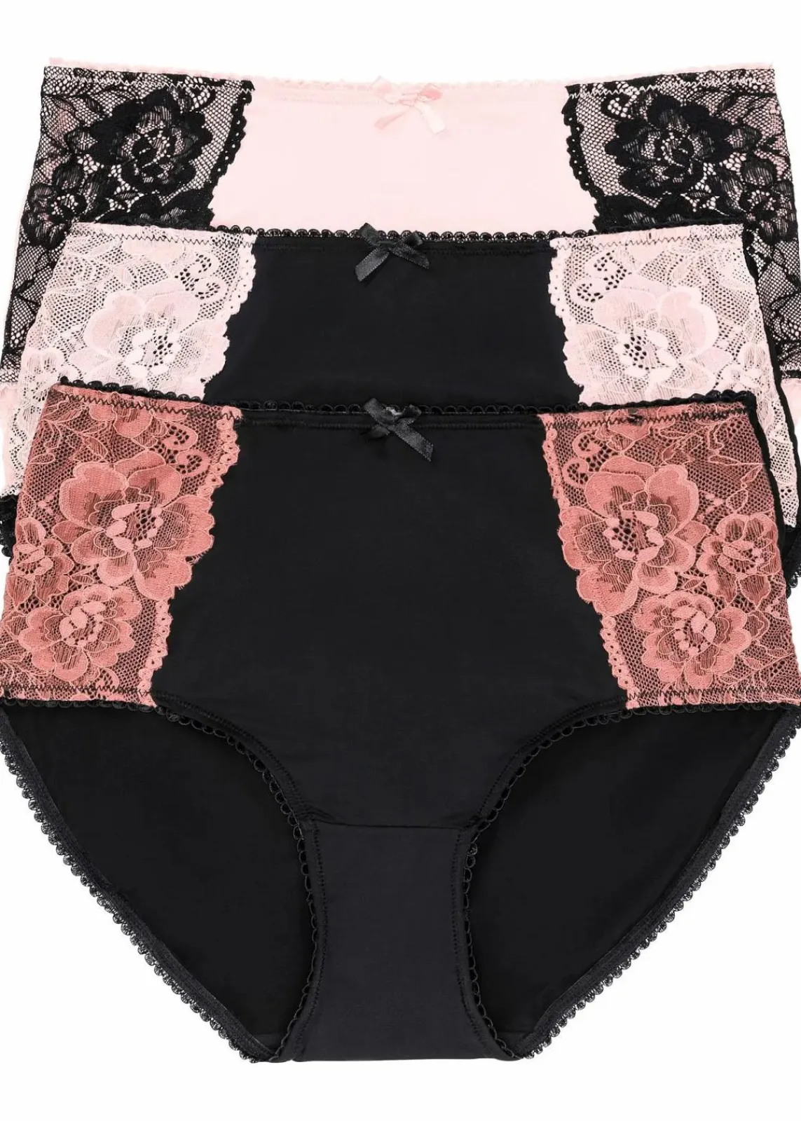bonprix Höschen|Wäsche·Höschen^Maxislip Microfaser (3er Pack) schwarz + rosa