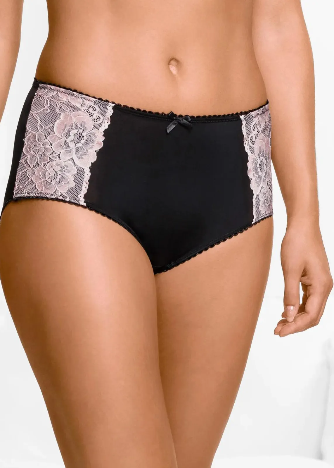 bonprix Höschen|Wäsche·Höschen^Maxislip Microfaser (3er Pack) schwarz + rosa