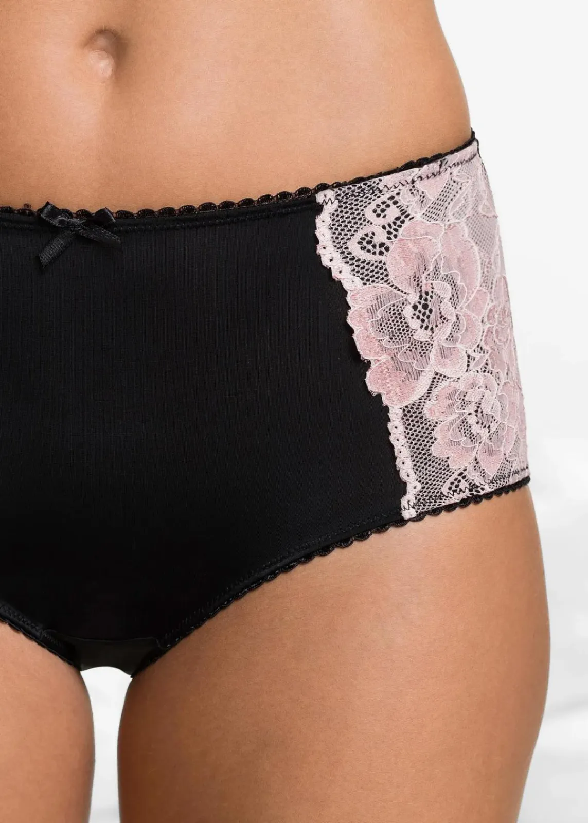 bonprix Höschen|Wäsche·Höschen^Maxislip Microfaser (3er Pack) schwarz + rosa