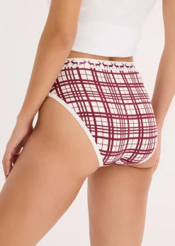 bonprix Wäsche·Baumwollunterwäsche|Wäsche·Höschen^Maxislip mit Baumwolle (4er Pack) ahornrot/wollweiß+intensivblau