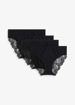 bonprix Wäsche·Baumwollunterwäsche|Wäsche·Höschen^Maxislip mit Baumwolle (4er Pack) schwarz