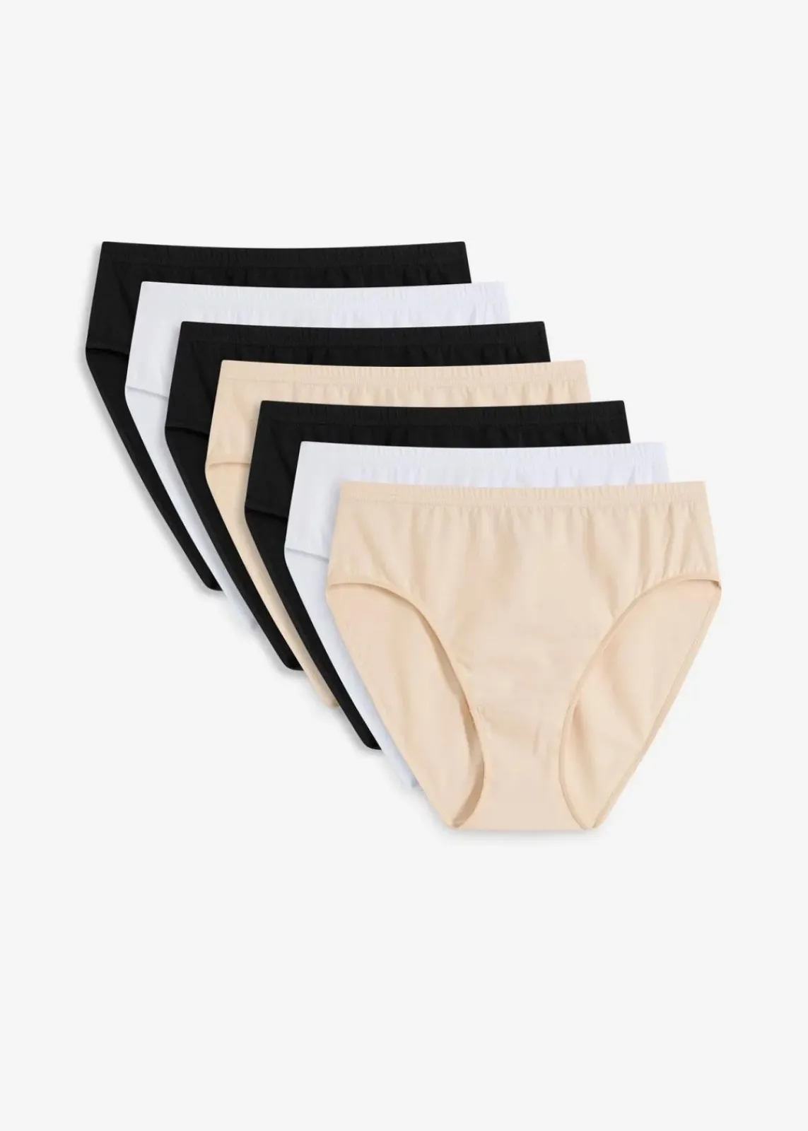 bonprix Wäsche·Baumwollunterwäsche|Wäsche·Höschen^Maxislip mit Bio- Baumwolle (7er Pack) schwarz+sandbeige+weiß