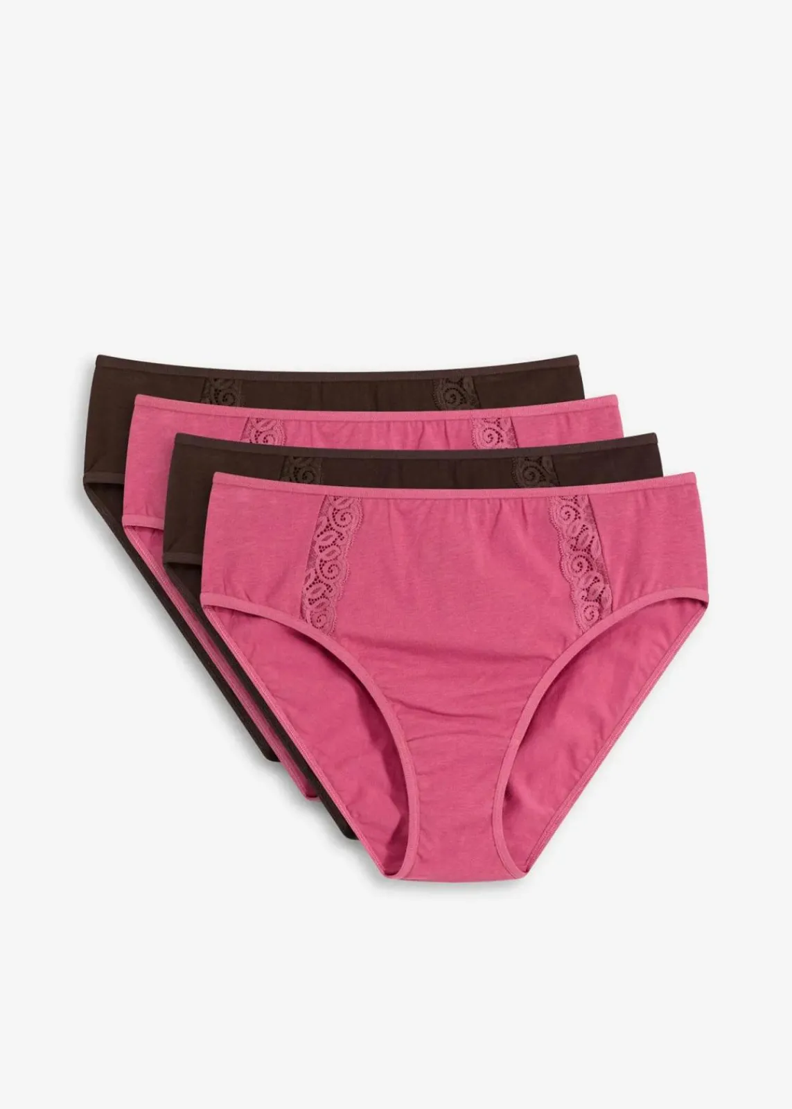 bonprix Wäsche·Baumwollunterwäsche|Wäsche·Höschen^Maxislip mit Bio-Baumwolle (4er Pack) dunkelbraun+kirschblütenpink