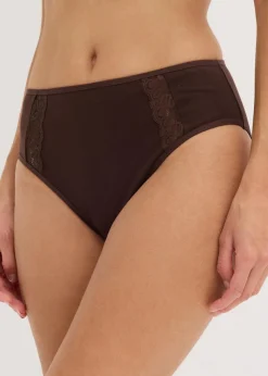 bonprix Wäsche·Baumwollunterwäsche|Wäsche·Höschen^Maxislip mit Bio-Baumwolle (4er Pack) dunkelbraun+kirschblütenpink