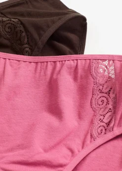 bonprix Wäsche·Baumwollunterwäsche|Wäsche·Höschen^Maxislip mit Bio-Baumwolle (4er Pack) dunkelbraun+kirschblütenpink