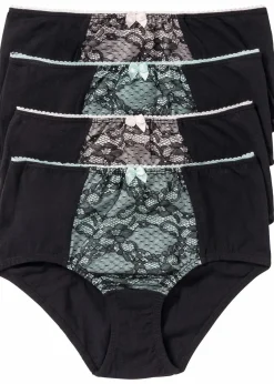 bonprix Wäsche·Baumwollunterwäsche|Wäsche·Höschen^Maxislip mit Bio-Baumwolle (4er Pack) schwarz