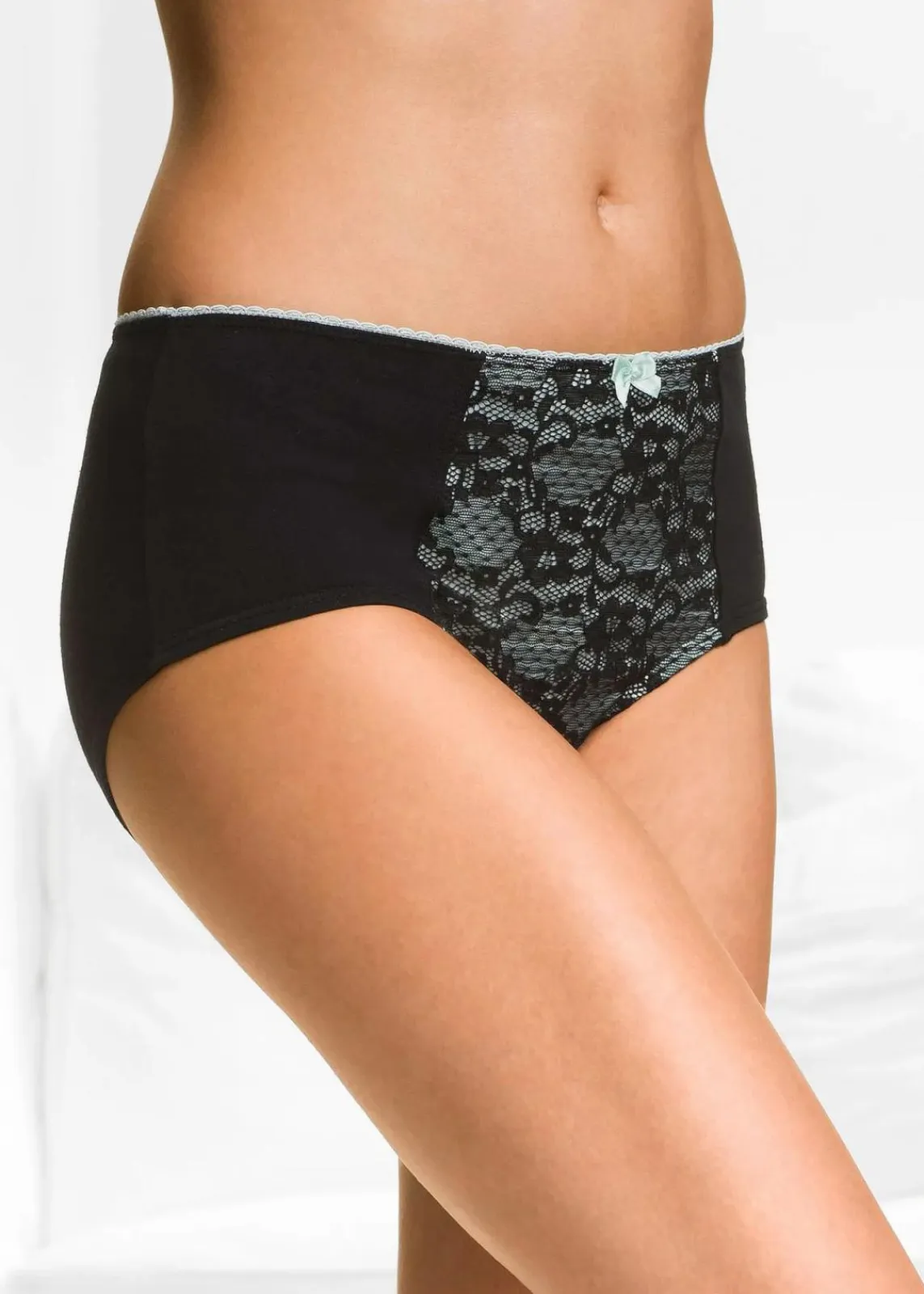 bonprix Wäsche·Baumwollunterwäsche|Wäsche·Höschen^Maxislip mit Bio-Baumwolle (4er Pack) schwarz