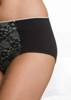 bonprix Wäsche·Baumwollunterwäsche|Wäsche·Höschen^Maxislip mit Bio-Baumwolle (4er Pack) schwarz