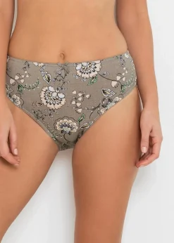 bonprix Wäsche·Baumwollunterwäsche|Wäsche·Höschen^Maxislip mit Bio-Baumwolle (4er Pack) taupe paisley + hellkoralle