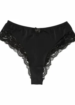 bonprix Höschen^Maxislip mit blumiger Spitze schwarz