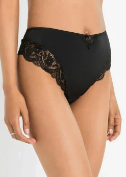 bonprix Höschen^Maxislip mit blumiger Spitze schwarz