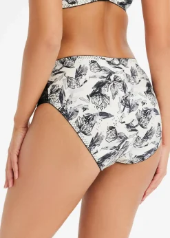 bonprix Wäsche·Dessous|Wäsche·Höschen^Maxislip mit glänzendem Material naturbeige/schwarz geblümt