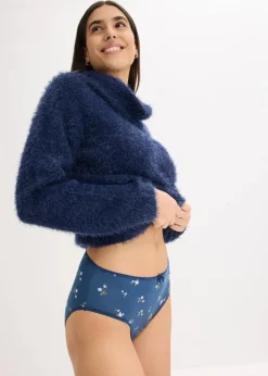 bonprix Wäsche·Baumwollunterwäsche|Wäsche·Höschen^Maxislip mit komfortabler Baumwolle (5er Pack) blau-geblümt+ hell lavendel+ blau