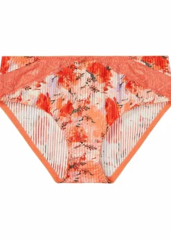 bonprix Wäsche·Dessous|Wäsche·Höschen^Maxislip mit Spitze lachsorange geblümt