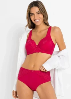 bonprix Nachhaltigere Materialien|Höschen^Maxislip mit Spitze (2er Pack) granatrot+anthrazit