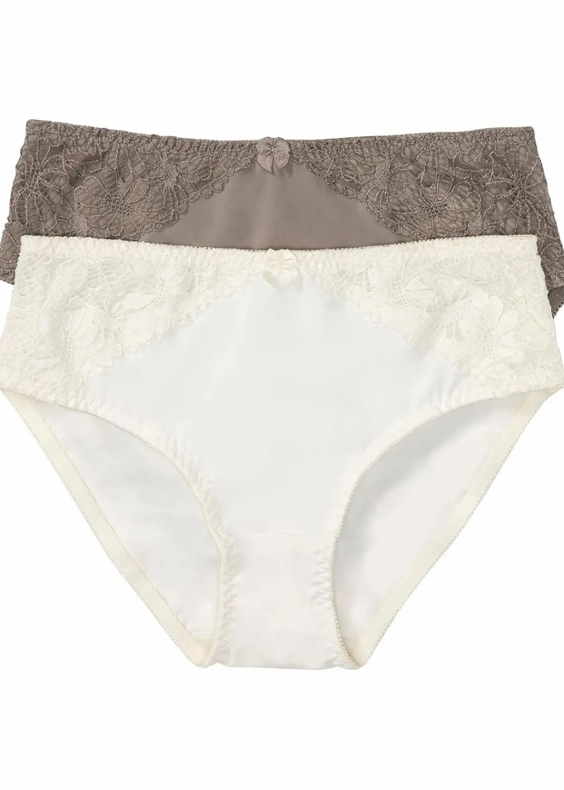 bonprix Wäsche·Höschen|Nachhaltigere Materialien^Maxislip mit Spitze (2er Pack) creme+taupe
