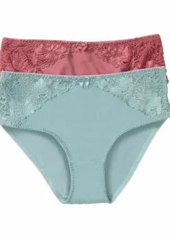 bonprix Nachhaltigere Materialien|Höschen^Maxislip mit Spitze (2er Pack) hellmint+beerenrosé