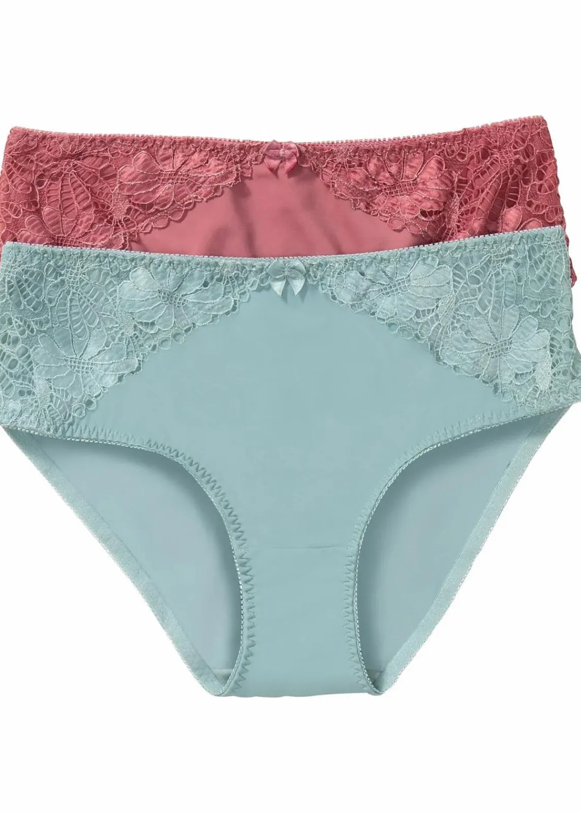 bonprix Nachhaltigere Materialien|Höschen^Maxislip mit Spitze (2er Pack) hellmint+beerenrosé