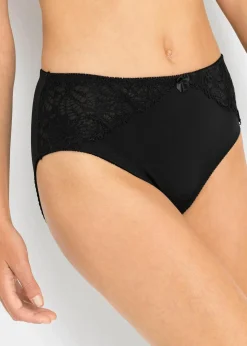bonprix Nachhaltigere Materialien|Höschen^Maxislip mit Spitze (2er Pack) kreidebeige+schwarz