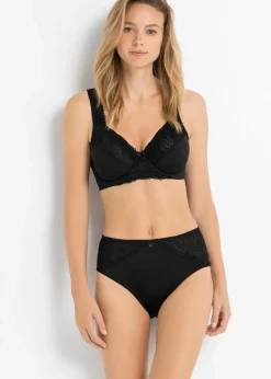 bonprix Nachhaltigere Materialien|Höschen^Maxislip mit Spitze (2er Pack) kreidebeige+schwarz