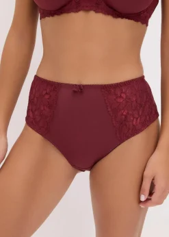 bonprix Nachhaltigere Materialien|Höschen^Maxislip mit zarter Spitze (2er Pack) beere