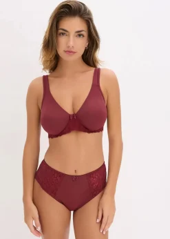 bonprix Nachhaltigere Materialien|Höschen^Maxislip mit zarter Spitze (2er Pack) beere