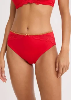 bonprix Wäsche·Dessous|Wäsche·Höschen^Maxislip mit zarter Spitze tiefrot