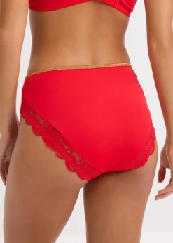 bonprix Wäsche·Dessous|Wäsche·Höschen^Maxislip mit zarter Spitze tiefrot