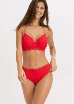 bonprix Wäsche·Dessous|Wäsche·Höschen^Maxislip mit zarter Spitze tiefrot