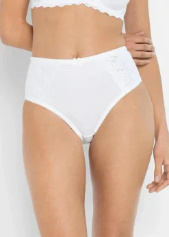 bonprix Nachhaltigere Materialien|Höschen^Maxislip mit zarter Spitze (2er Pack) weiß+weiß