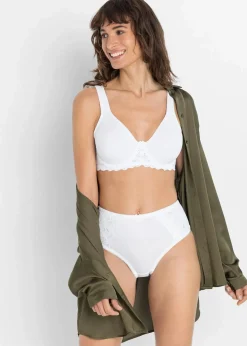 bonprix Nachhaltigere Materialien|Höschen^Maxislip mit zarter Spitze (2er Pack) weiß+weiß
