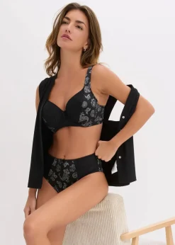 bonprix Wäsche·Dessous|Wäsche·Höschen^Maxislip mit zarter Spitze (2er Pack) schwarz paisley