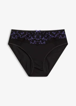 bonprix Wäsche·Dessous|Wäsche·Höschen^Maxislip mit zarter Spitze schwarz/hyazinthenlila