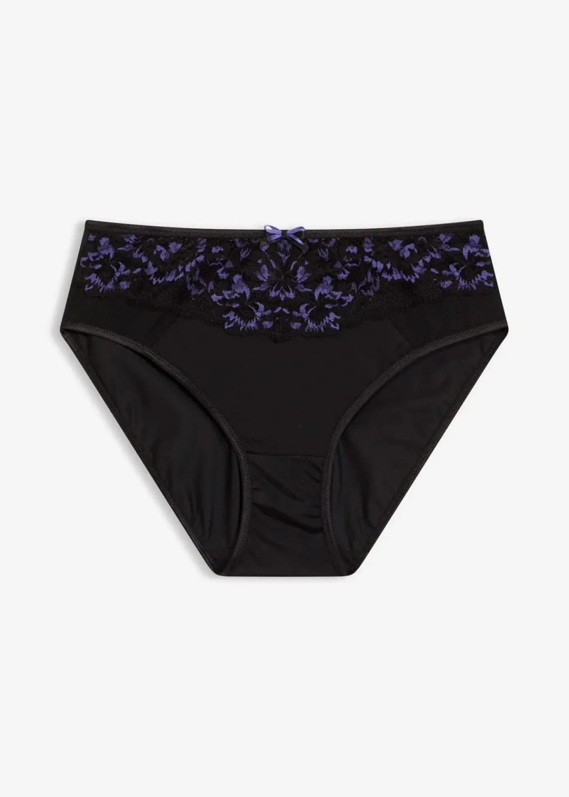 bonprix Wäsche·Dessous|Wäsche·Höschen^Maxislip mit zarter Spitze schwarz/hyazinthenlila
