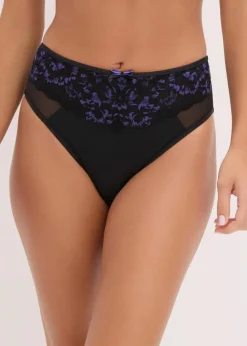 bonprix Wäsche·Dessous|Wäsche·Höschen^Maxislip mit zarter Spitze schwarz/hyazinthenlila