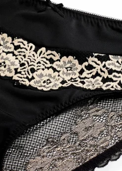 bonprix Wäsche·Dessous|Wäsche·Höschen^Maxislip mit zarter Spitze schwarz/wollweiß