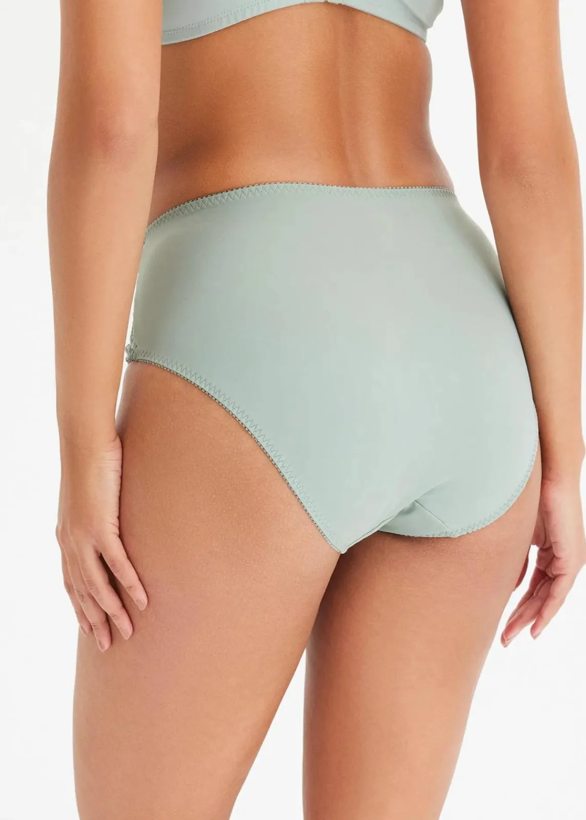 bonprix Nachhaltigere Materialien|Höschen^Maxislip mit zarter Spitze (2er Pack) graugrün