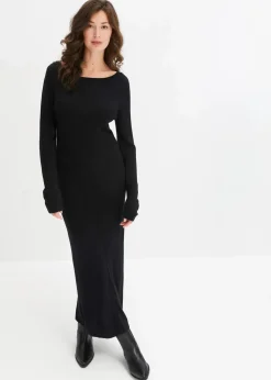 bonprix Bekleidung·Umstandsmode|Bekleidung·Pullover & Strickjacken^Maxi-Strickkleid aus Viskose-Mix schwarz
