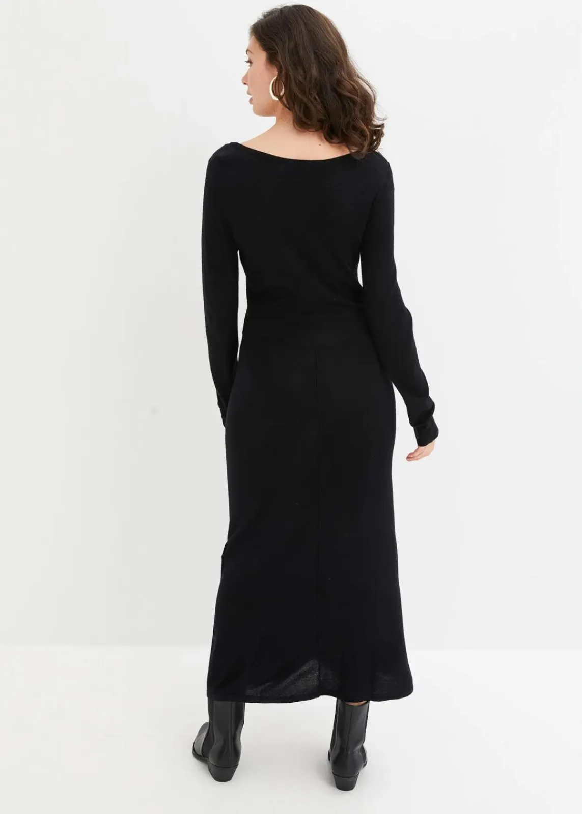 bonprix Bekleidung·Umstandsmode|Bekleidung·Pullover & Strickjacken^Maxi-Strickkleid aus Viskose-Mix schwarz