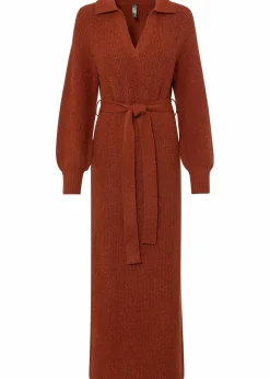 bonprix Bekleidung·Umstandsmode|Strickmode^Maxi-Strickkleid mit Gürtel (2-tlg. Set) braun