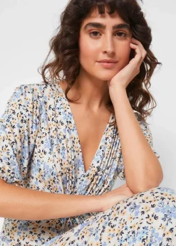 bonprix Bekleidung·Blazer|Umstandsmode^Maxi-Umstands- und Stillkleid aus Jersey nebelblau geblümt