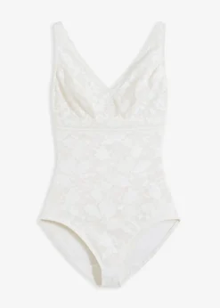 bonprix Wäsche·Shapewear|Shapewear^Medium Shape Body mit Spitze wollweiß