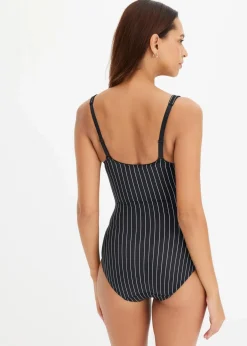 bonprix Wäsche·Bodies|Wäsche·Shapewear^Medium Shape Body ohne Bügel schwarz/wollweiß gestreift