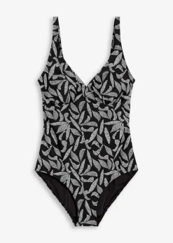 bonprix Nachhaltigere Materialien|Shapewear^Medium Shape-Badeanzug schwarz bedruckt