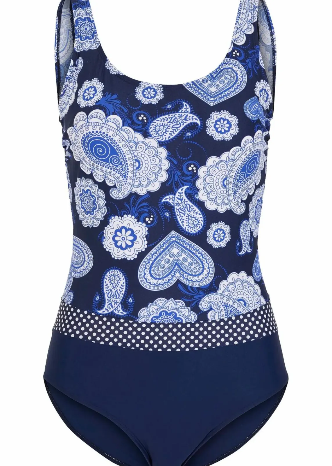 bonprix Nachhaltigere Materialien|Shapewear^Medium Shape-Badeanzug blau/weiß