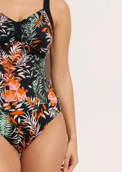 bonprix Nachhaltigere Materialien|Shapewear^Medium Shape-Badeanzug schwarz floral