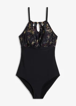bonprix Nachhaltigere Materialien|Shapewear^Medium Shape-Badeanzug schwarz floral