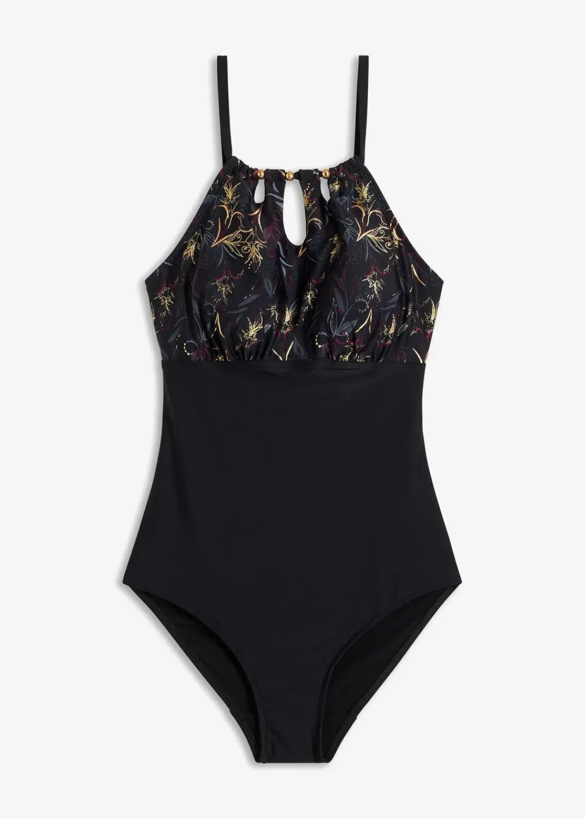 bonprix Nachhaltigere Materialien|Shapewear^Medium Shape-Badeanzug schwarz floral