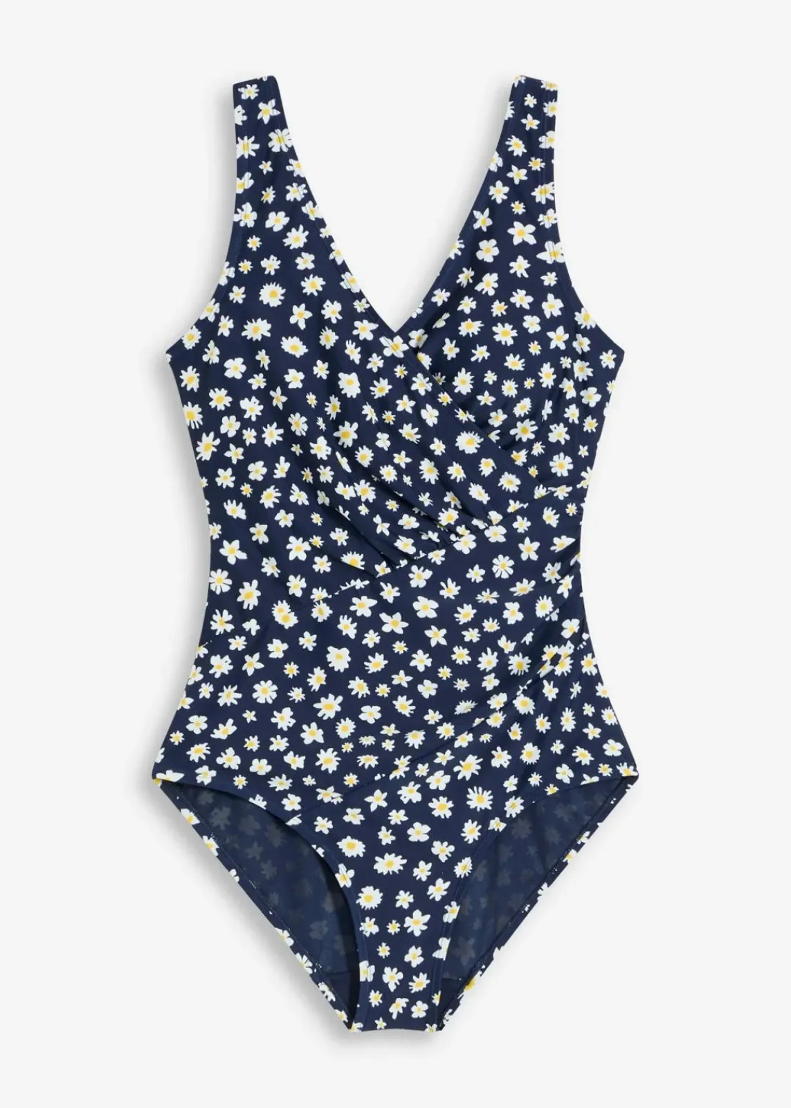 bonprix Nachhaltigere Materialien|Shapewear^Medium Shape-Badeanzug in Wickel-Optik dunkelblau floral